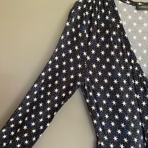 STINE GOYA ALINA JERSEY DRESS in STARS Black Blue White Size XS Long Sleeve Midi - Picture 12 of 16